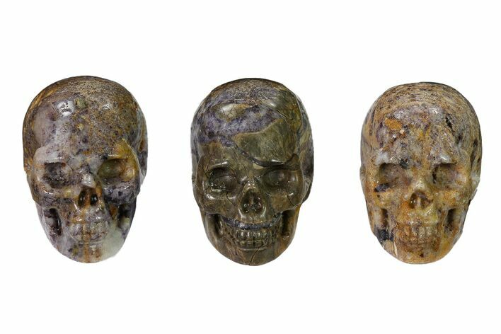 1.5" Polished Amethyst Breccia Skulls - Photo 1
